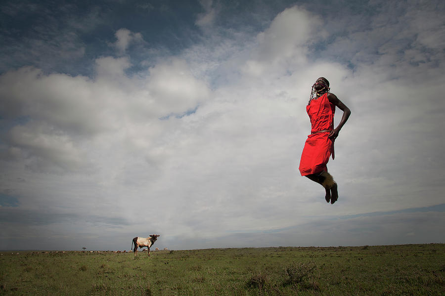 Masai Warrior Jumping In Air Photograph by Buena Vista Images