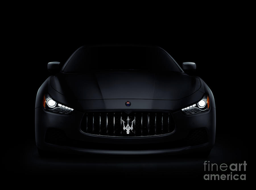 Car Photograph - Maserati Ghibli S Q4 luxury car on black by Maxim Images Exquisite Prints