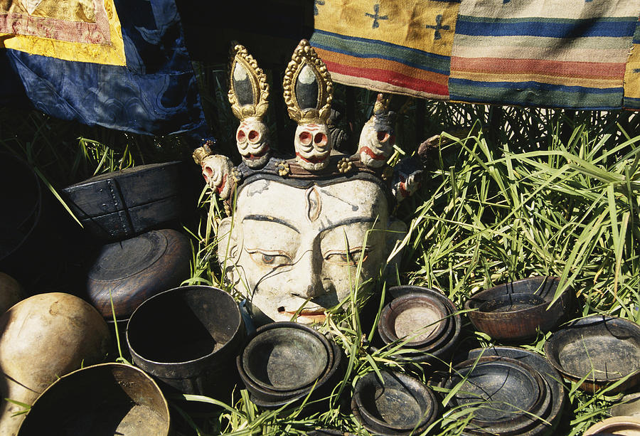 Mask At Local Market, Bhutan Photograph by Alison Wright