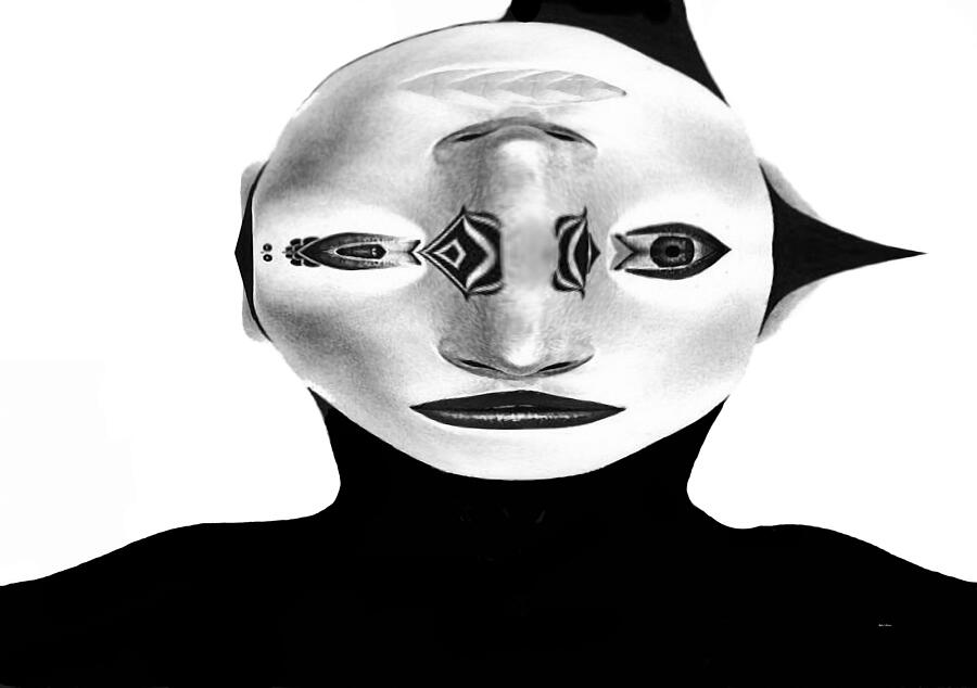 Mask Black and White Painting by Rafael Salazar