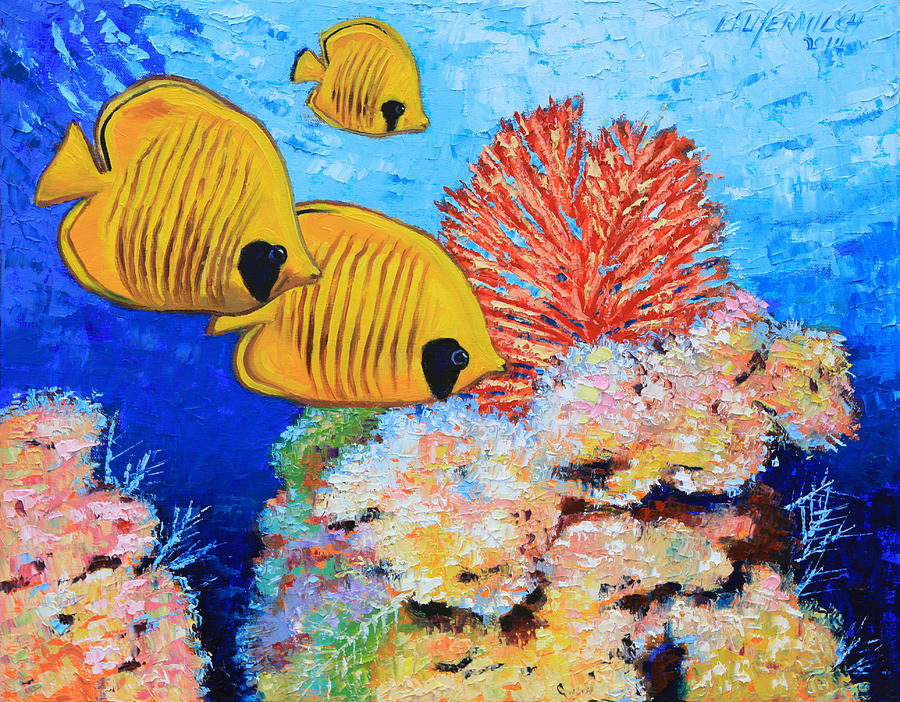 Fish Painting - Masked Butterfly Fish by John Lautermilch