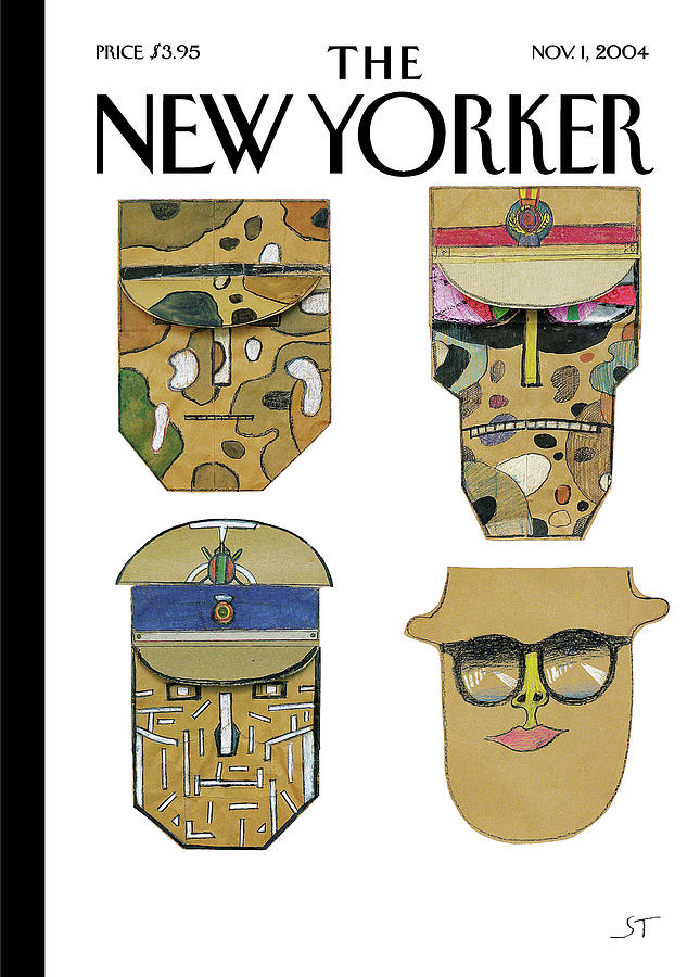 Masks Painting by Saul Steinberg