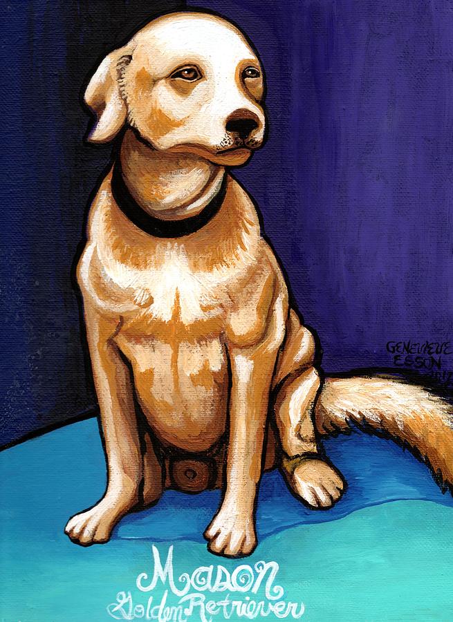 Animal Painting - Mason - A Golden Retriever by Genevieve Esson