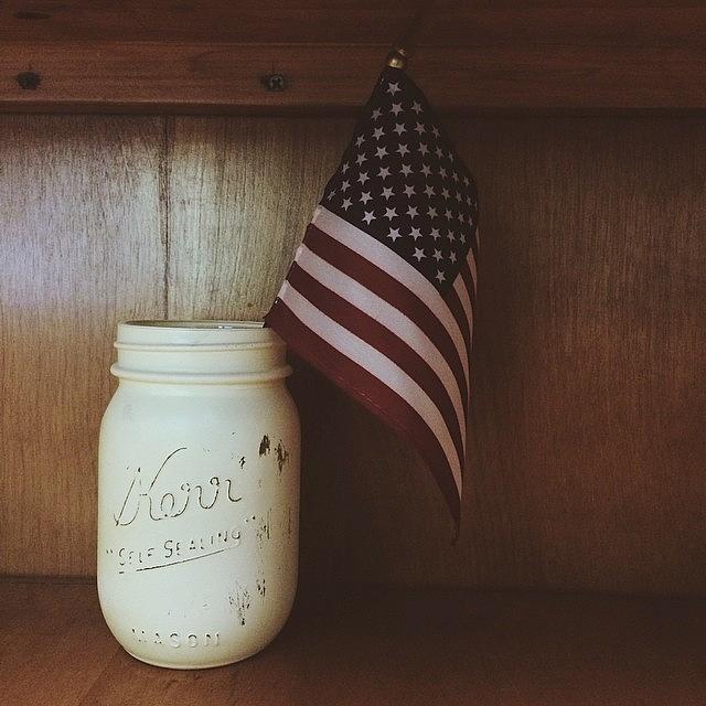 Mason Jars And American Flags Photograph by Guadalupe Serrano