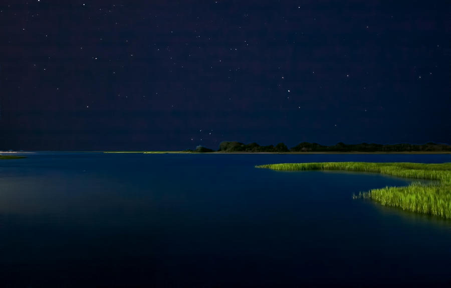 Masonboro Sound At Night Photograph by Phil Mancuso