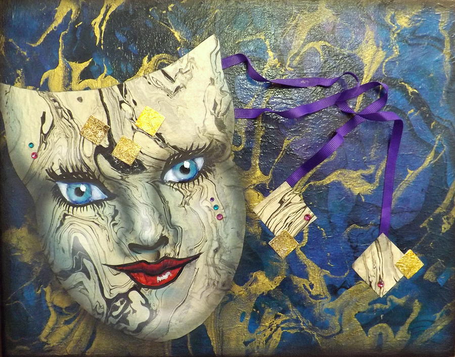 Masks Painting - Masquerade Blues by Darren Robinson