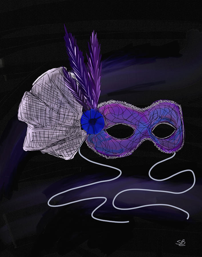 Feather Digital Art - Masquerade  by Savannah Bertozzi