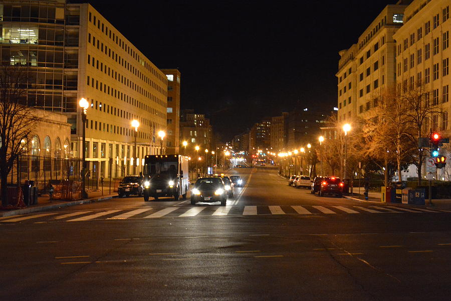 Nighttime Image of Massachusetts Ave NE in Washington DC Photograph by