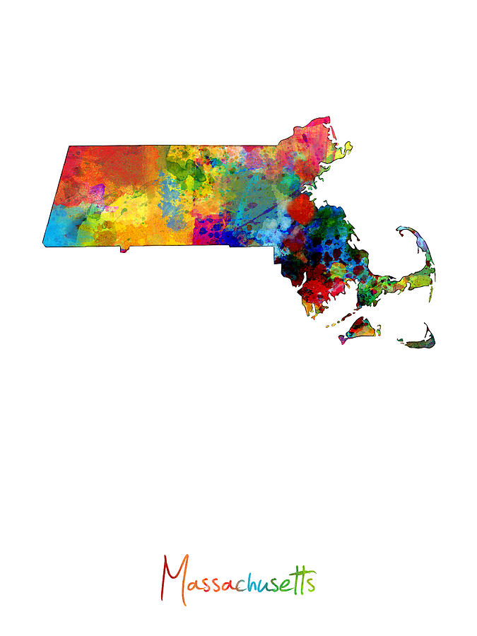 Massachusetts Map Digital Art by Michael Tompsett