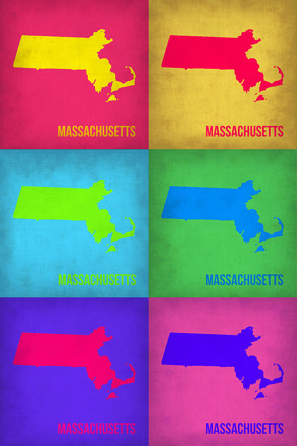 Massachusetts Map Painting - Massachusetts Pop Art Map 1 by Naxart Studio