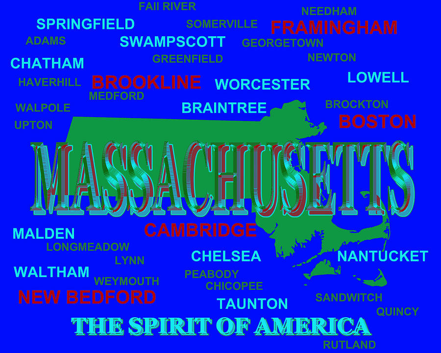 Massachusetts State Pride Map Silhouette  Photograph by Keith Webber Jr