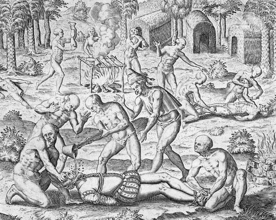 Theodore De Bry Painting - Massacre of Christian missionaries by Theodore De Bry