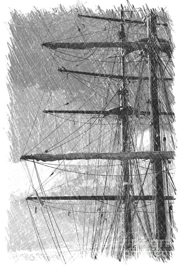 Masts - Black and White Photograph by Carol Groenen