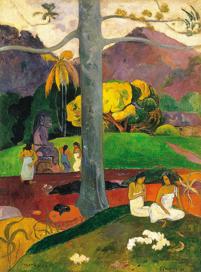 Mata Mua.In Olden Times Painting by Paul Gauguin