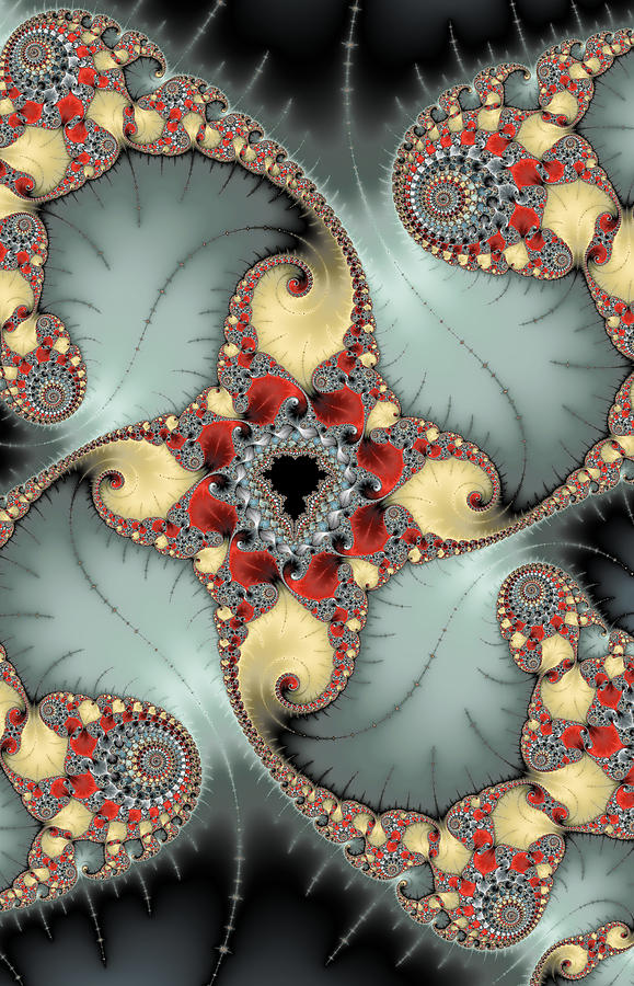 Math Art - Mandelbrot fractal grey red beige Digital Art by Matthias Hauser