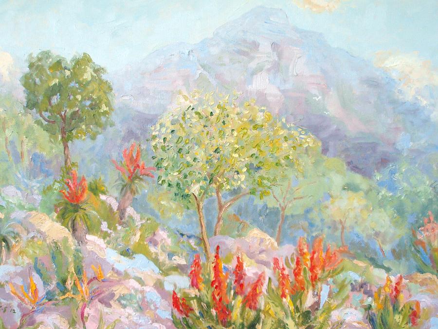 Mathews Rockery Kirstenbosch  Painting by Elinor Fletcher