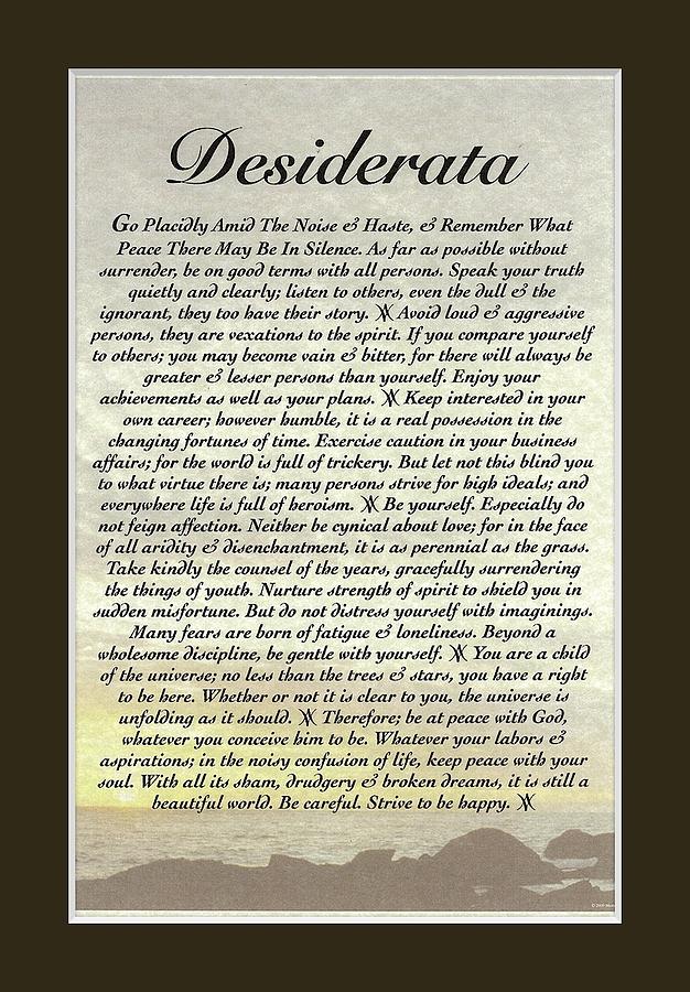 Matted Ocean Sunset DESIDERATA Poster Mixed Media by Desiderata Gallery ...