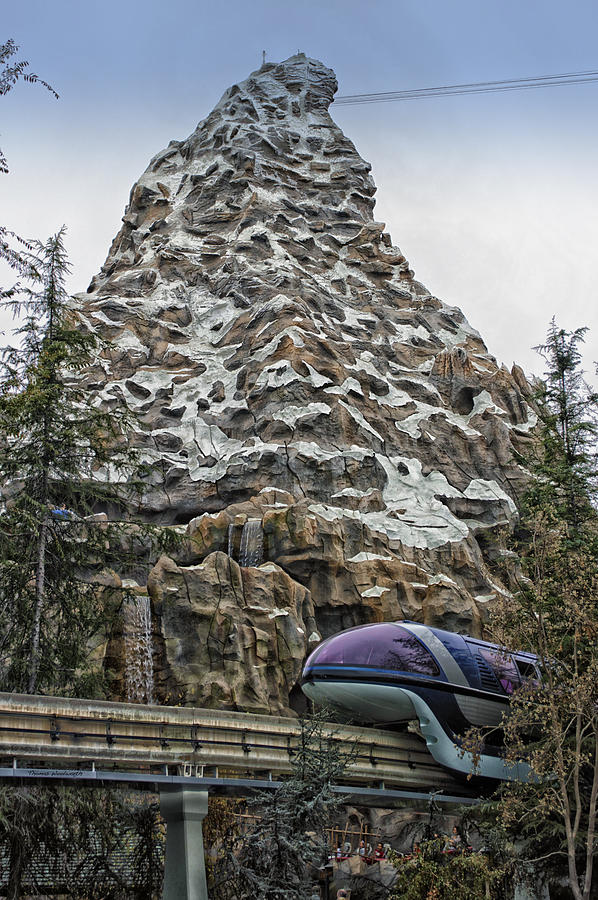 Castle Photograph - Matterhorn Mountain With Monorail At Disneyland by Thomas Woolworth