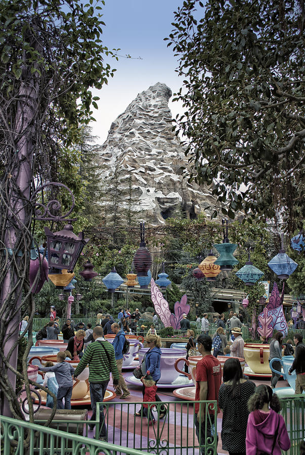 Matterhorn Mountain With Tea Cups At Disneyland Photograph by Thomas Woolworth