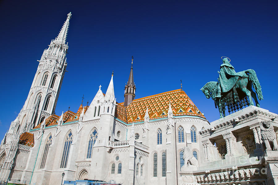 Matthias Church and statue of Stephen I in Budapest Photograph by Michal Bednarek