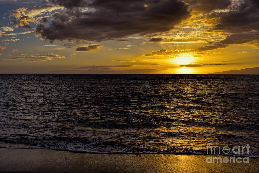 Maui Beach Sunset Photograph by Peggy Hughes