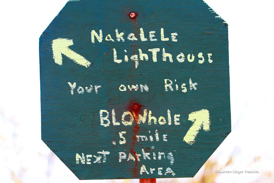 Sign Photograph - Maui Directions by Audreen Gieger