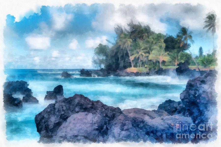 Maui Hawaii Watercolor Photograph by Edward Fielding