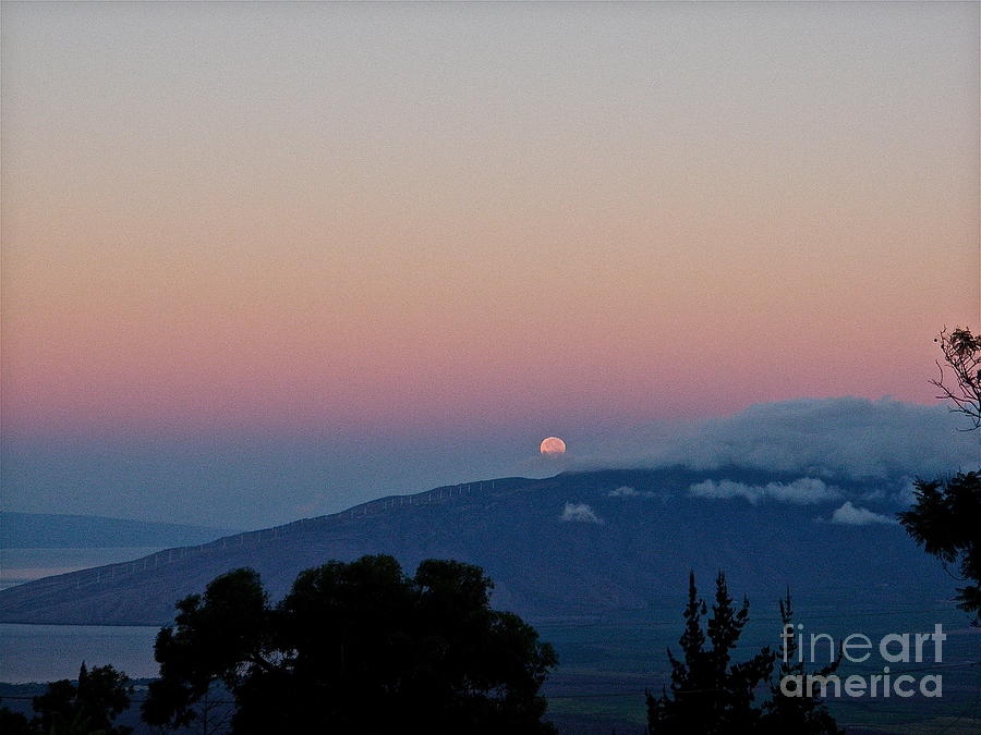 Maui Moon Setting Photograph by Cheryl Cutler