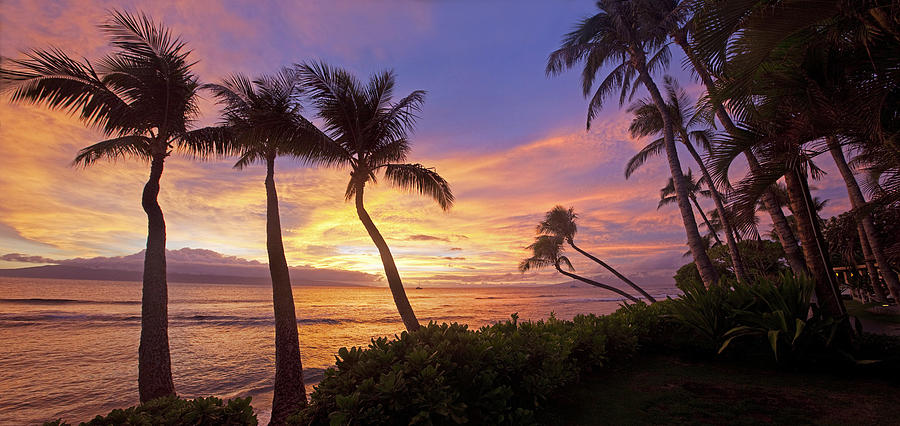 Maui Sunset Pano Photograph by James Roemmling