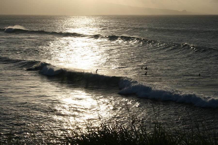 Maui Sunset Surfers Photograph by Angela Bushman