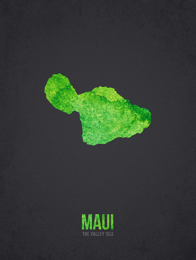 Hawaii Map Digital Art - Maui the valley isle by Aged Pixel