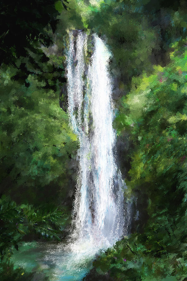 Maui Waterfall Painting by Susan Kinney