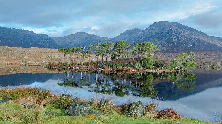 Nature Photograph - Maumturk Mountains And Derryclare Lough by Photograph By Andrew Griffiths