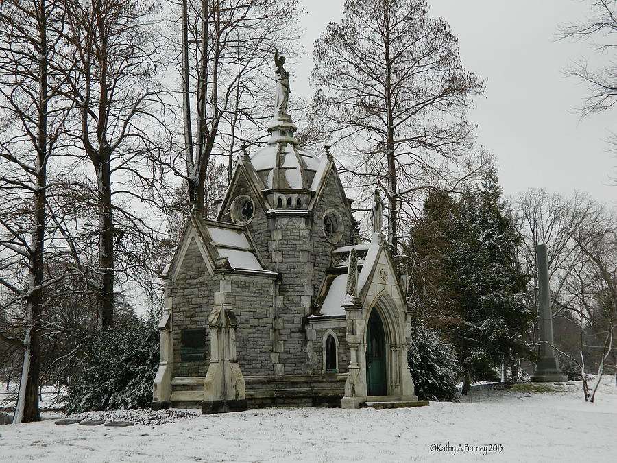 Mausoleum in Winter Photograph by Kathy Barney