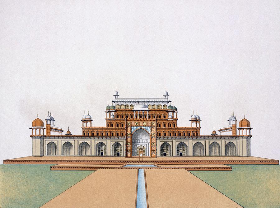 Architecture Drawing - Mausoleum Of Akbar The Great At Sekandra by German School