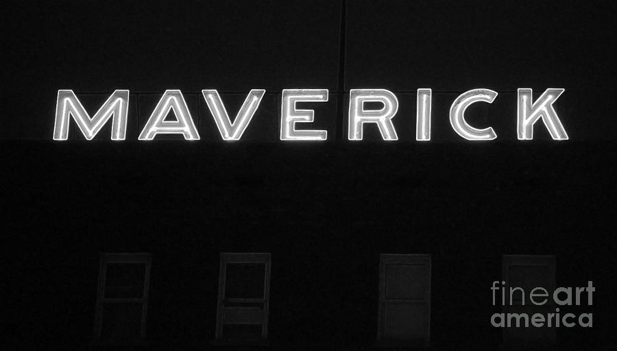 Maverick Building Crop Vibrant Neon Sign Downtown San Antonio Texas BW Accented Edges Digital Art Digital Art by Shawn OBrien