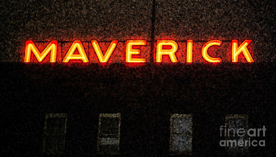 Maverick Building Crop Vibrant Red Neon Sign Downtown San Antonio Texas Fresco Digital Art Digital Art by Shawn OBrien