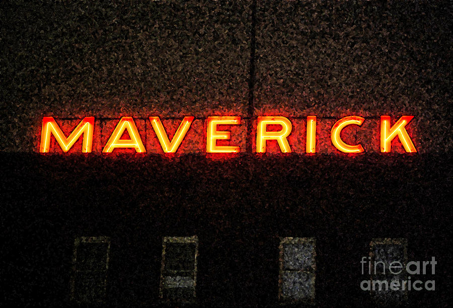 Maverick Building Vibrant Red Neon Sign Downtown San Antonio Texas Fresco Digital Art Digital Art by Shawn OBrien