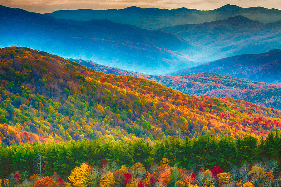 Max Patch Bald Fall Colors Painting by John Haldane