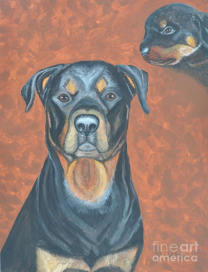Rottweiler Painting - Max by Sally Tiska Rice
