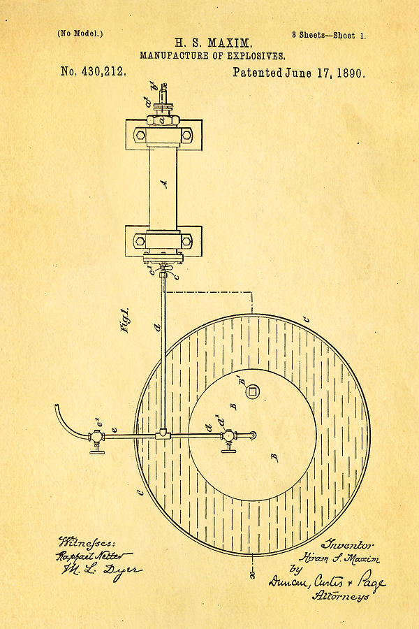 Maxim Explosives Patent Art 1890 Photograph by Ian Monk - Fine Art America