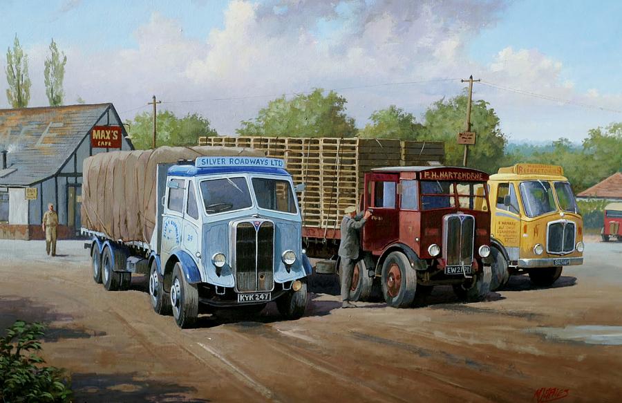 Maxs transport cafe Painting by Mike Jeffries