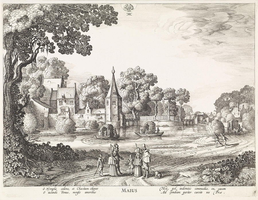 Castle Drawing - May, Jan Van De Velde II by Jan Van De Velde (ii) And Claes Jansz. Visscher (ii)