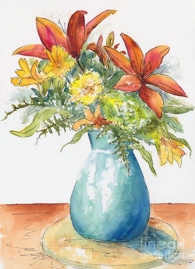 May Spray Floral Painting by Pat Katz