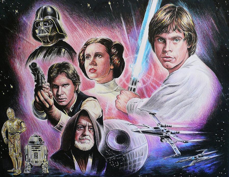 Star Wars Drawing - May The Force Be With You by Andrew Read