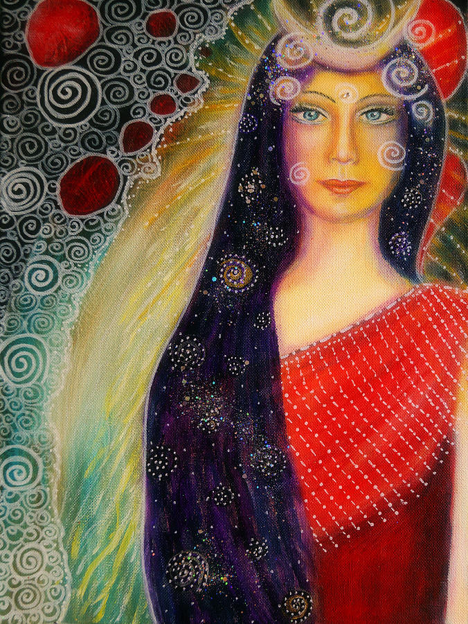 Mayam - Priestess Of The Divine Feminine Painting by Lila Violet