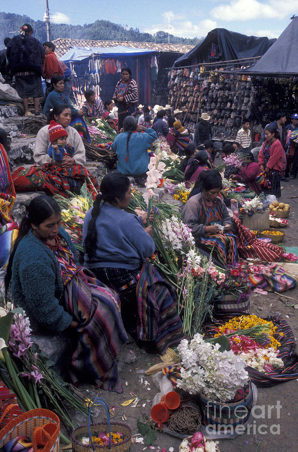 Mayan Flower Vendors Chichicastenango Guatemala Photograph by John  Mitchell