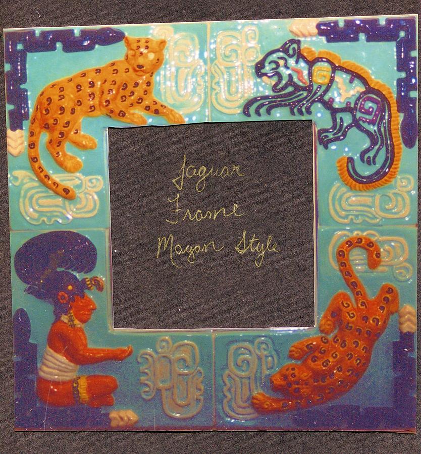 Mayan Jaguar Frame Ceramic Art by Charles Lucas