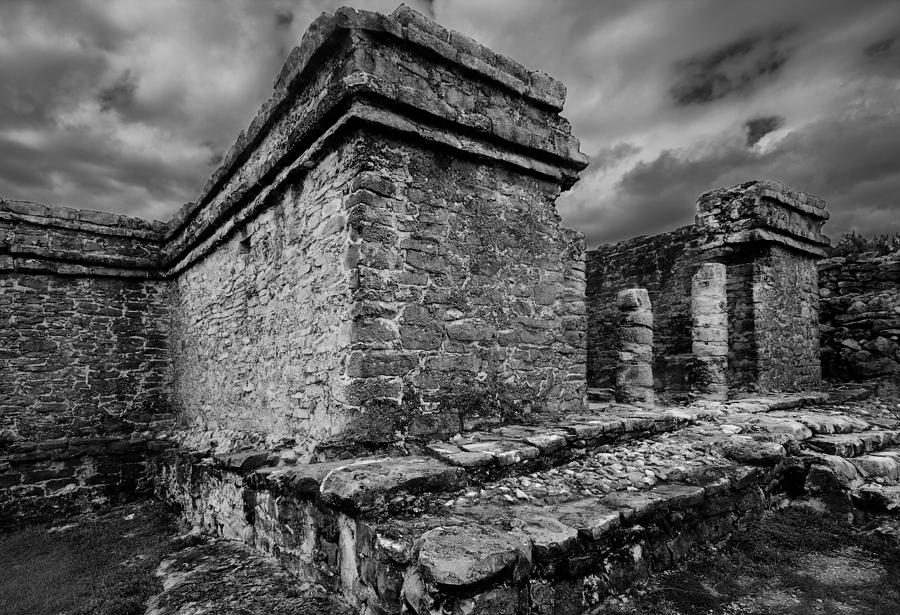Black And White Photograph - Mayan Ruin by Julian Cook