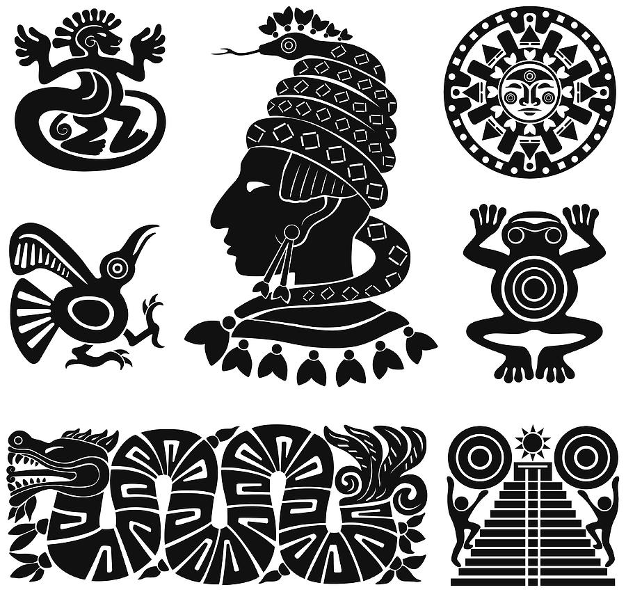 Mayan silhouettes illustration Drawing by SongSpeckels
